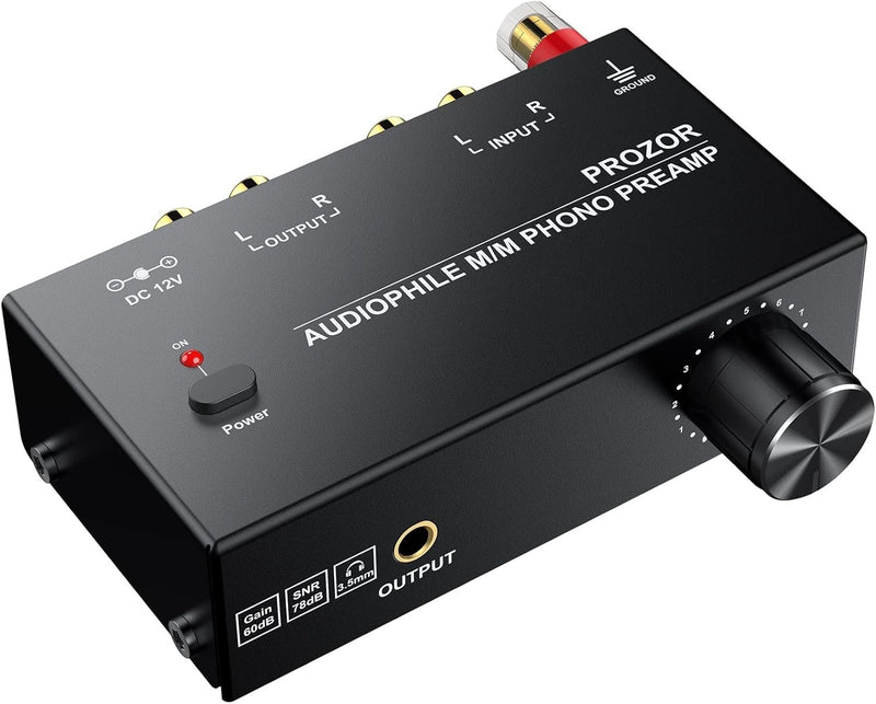 Audiophile M/M Phono preamp with Level Volume Controls 2 RCA and 3.5mm interfaces