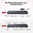 AV Access iDock B10 USB-C KVM-Switch Dockningsstation 2 till 2 för 1 Bärbar & 1 Stationär, 8K@60Hz Dubbla Skärmar, 100W Laddning, USB 3.2, 1G Ethernet