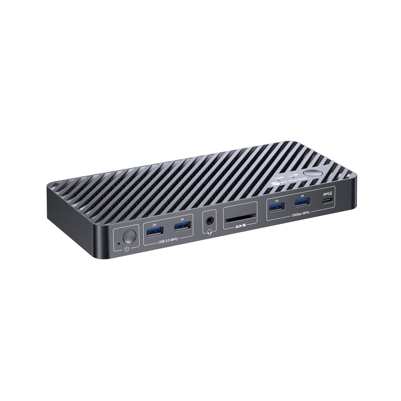 AV Access iDock B10 USB-C KVM-Switch Dockningsstation 2 till 2 för 1 Bärbar & 1 Stationär, 8K@60Hz Dubbla Skärmar, 100W Laddning, USB 3.2, 1G Ethernet