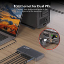 AV Access iDock B10 USB-C KVM-Switch Dockningsstation 2 till 2 för 1 Bärbar & 1 Stationär, 8K@60Hz Dubbla Skärmar, 100W Laddning, USB 3.2, 1G Ethernet