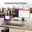 AV Access iDock B10 USB-C KVM-Switch Dockningsstation 2 till 2 för 1 Bärbar & 1 Stationär, 8K@60Hz Dubbla Skärmar, 100W Laddning, USB 3.2, 1G Ethernet