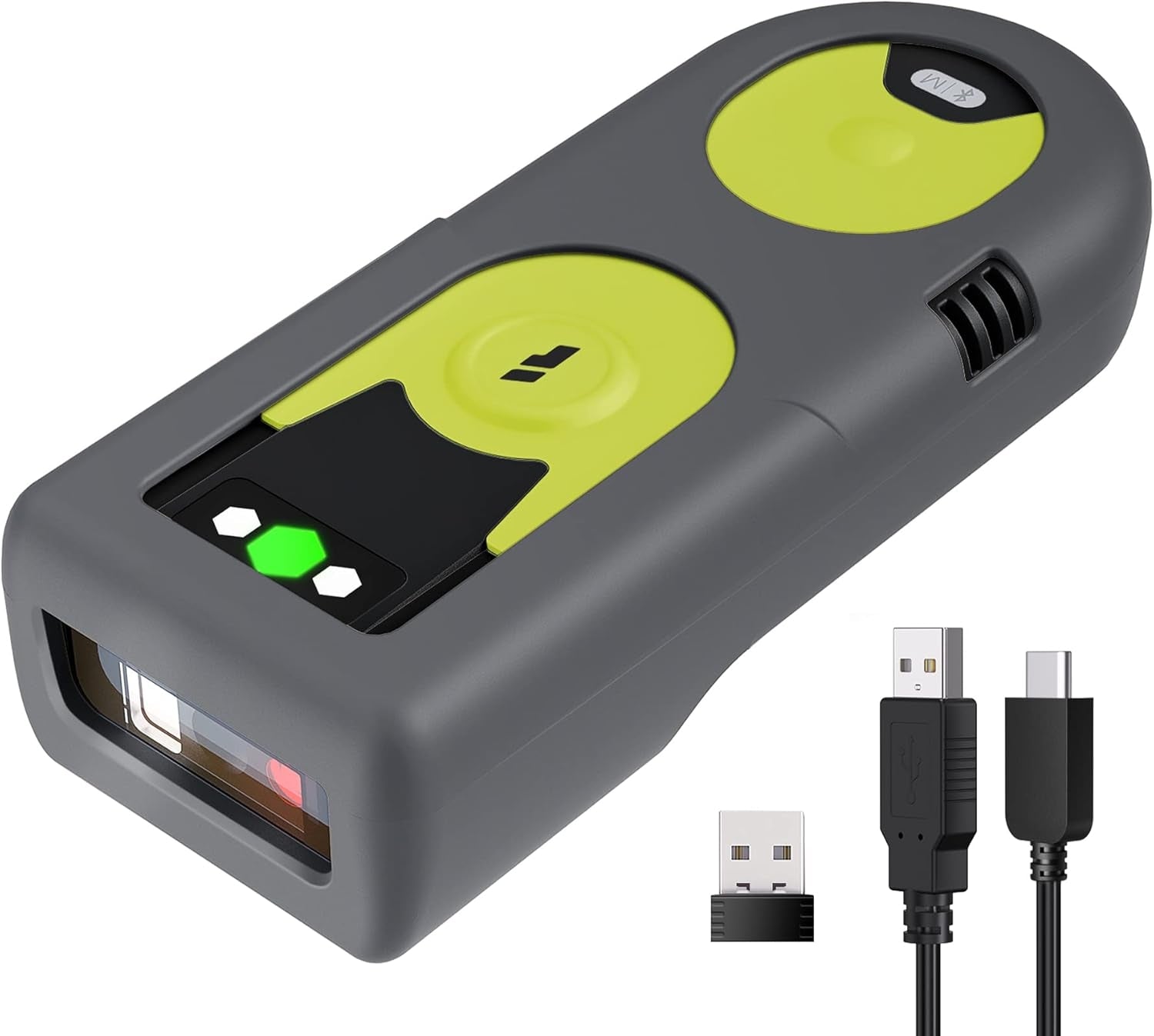 Bluetooth 2D Streckkodsläsare med 2.4 GHz USB-Adapter, Plug and Play