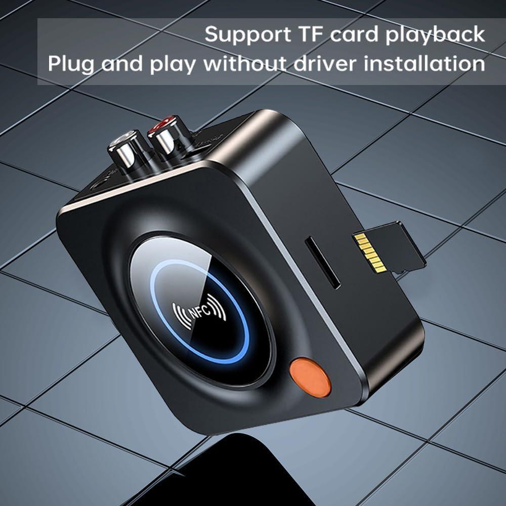 NÖRDIC Bluetooth 5.1 mottagare, med NFC, TF -kortplats , 3.5mm AUX/RCA, Låg latens trådlös ljudadapter för hemmusikstreaming stereosystem