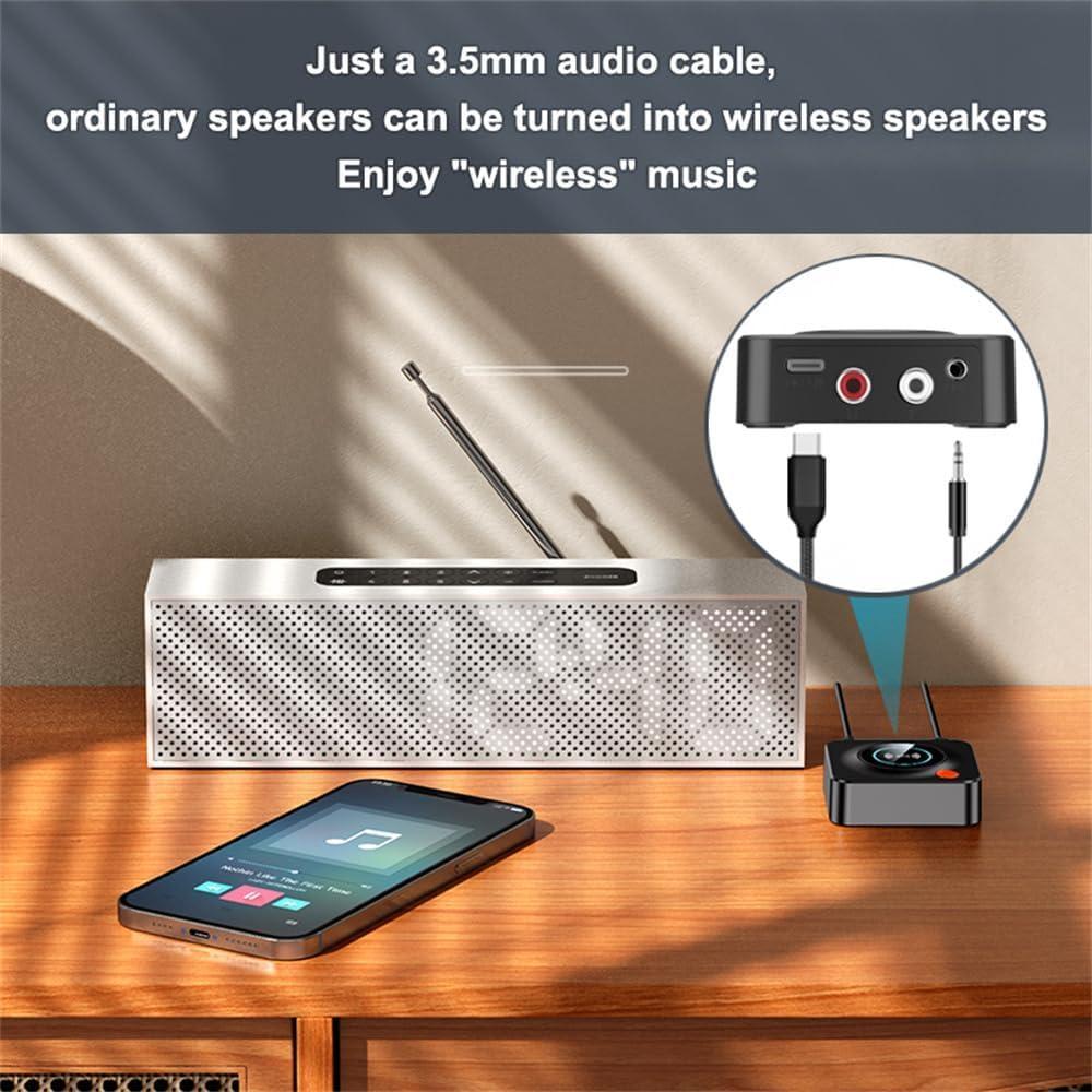 NÖRDIC Bluetooth 5.1 mottagare, med NFC, TF -kortplats , 3.5mm AUX/RCA, Låg latens trådlös ljudadapter för hemmusikstreaming stereosystem