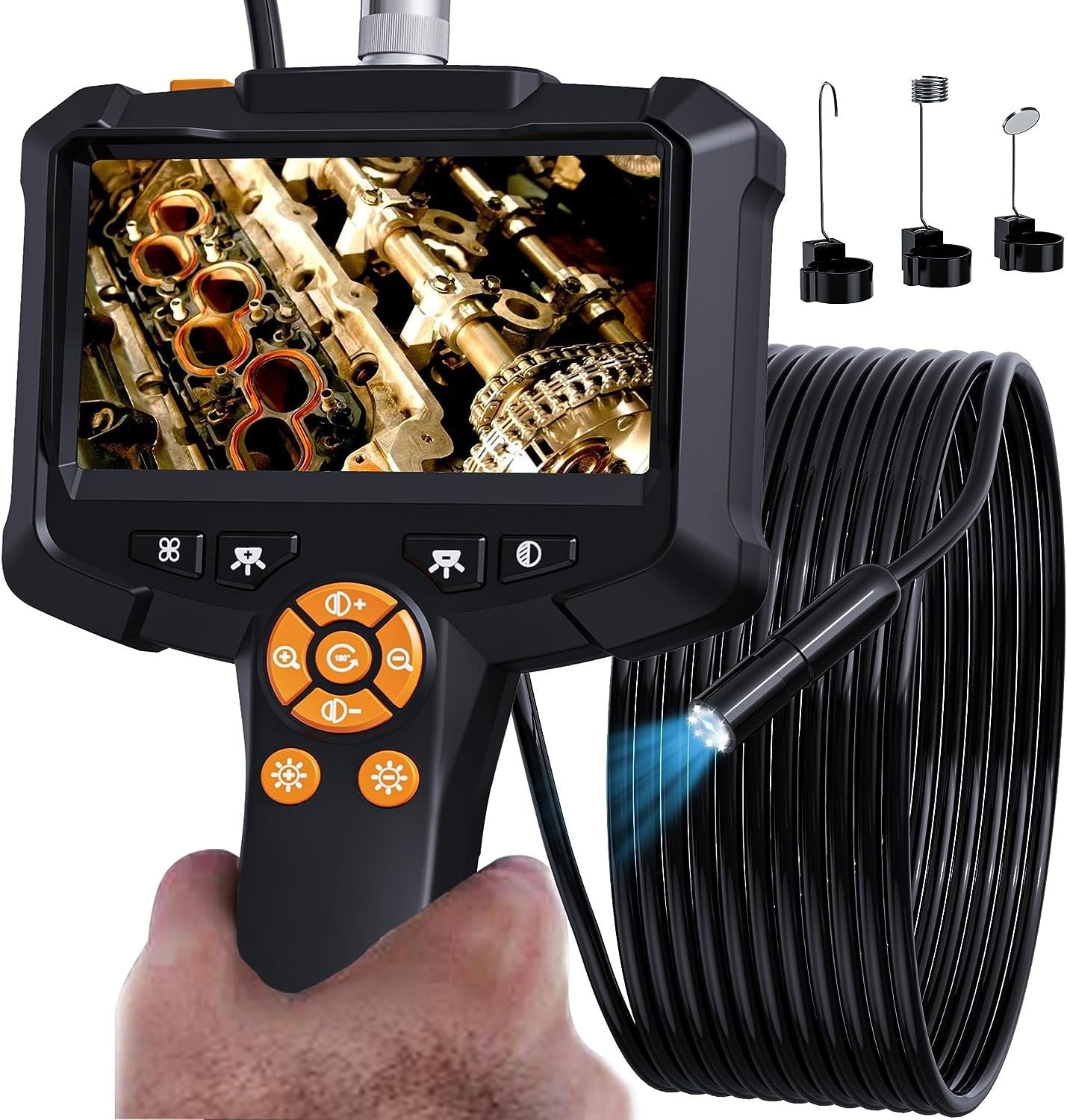 NÖRDIC 4,3" Endoskopkamera med 8 LED-lampor, IP67 vattentätt 1080P HD 5m kabel