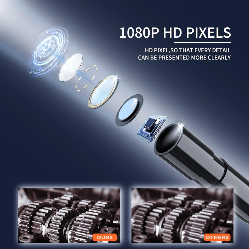 NÖRDIC 4,3" Endoskopkamera med 8 LED-lampor, IP67 vattentätt 1080P HD 5m kabel