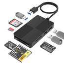 NÖRDIC 8 i 1 USB-A kortläsare CF/SD/XD/TF/MS och  3xUSB-A 5Gbps UHS-I 2TB
