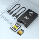 NÖRDIC 2i1 USB-C/USB-A CFexpress och SD 4.0 kortläsare Typ B 10Gbps UHS-II 2TB