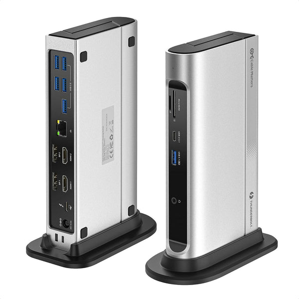 Cable Matters 14-Port Thunderbolt 3 Dockning station Dual HDMI DP 4K 60Hz 5xUSB-A 3.0, 1xGIGA LAN, 1xUSB-C 3.1 , 1xUSB-A 3.1, 2xSD/MicroSD, 2xAudio