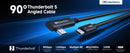 Cable Matters Intel Certified 80G Thunderbolt 5 Cable Right Angle 240W Charging Power - 0.8m, Compatible with Thunderbolt 4, USB4 and USB C, Black