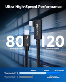Cable Matters Intel Certified 80G Thunderbolt 5 Cable Right Angle 240W Charging Power - 0.8m, Compatible with Thunderbolt 4, USB4 and USB C, Black
