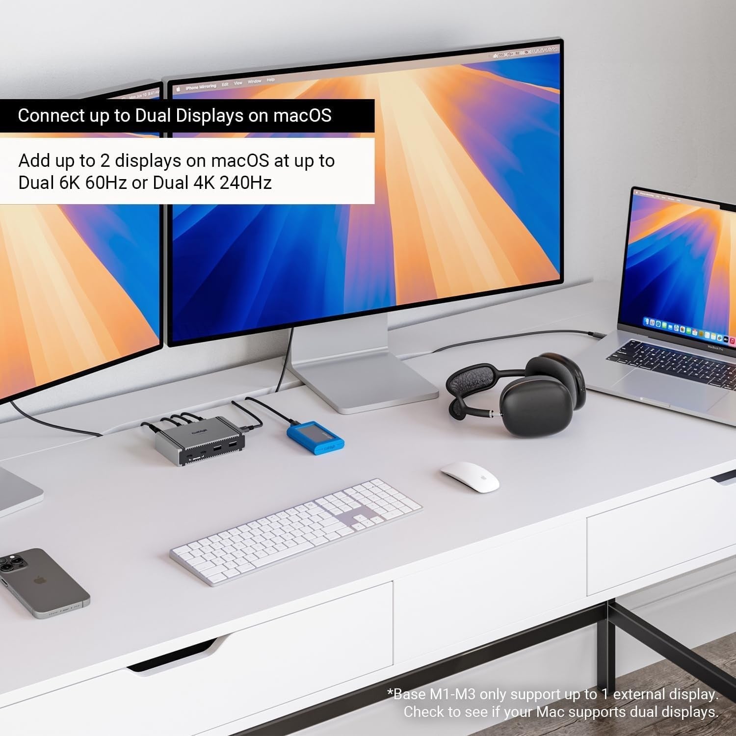 CalDigit E5 Thunderbolt 5 Element 5 Hubb 9-Port 4x Thunderbolt 5/USB4 v2 Portar 3x USB-A & 2x USB-C 10G, Single 8K, Dual 6K/8K,  Dual 4K@240Hz, 90W