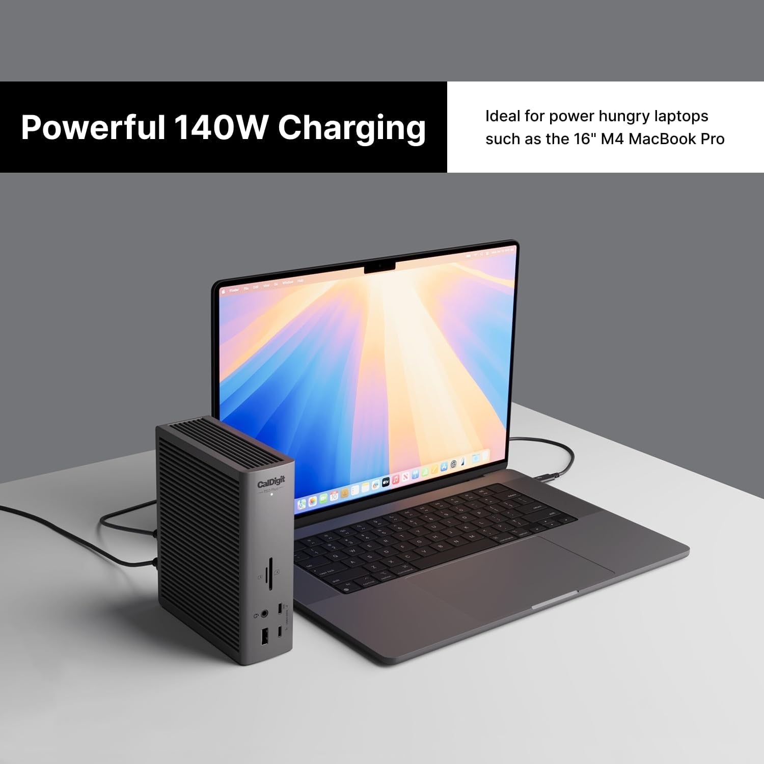 CalDigit TS5 Plus - 20 Portar Thunderbolt 5 Dockningsstation, 140W Laddning, 3X 80Gb/s Thunderbolt 5, 10x 10Gb/s USB Portar