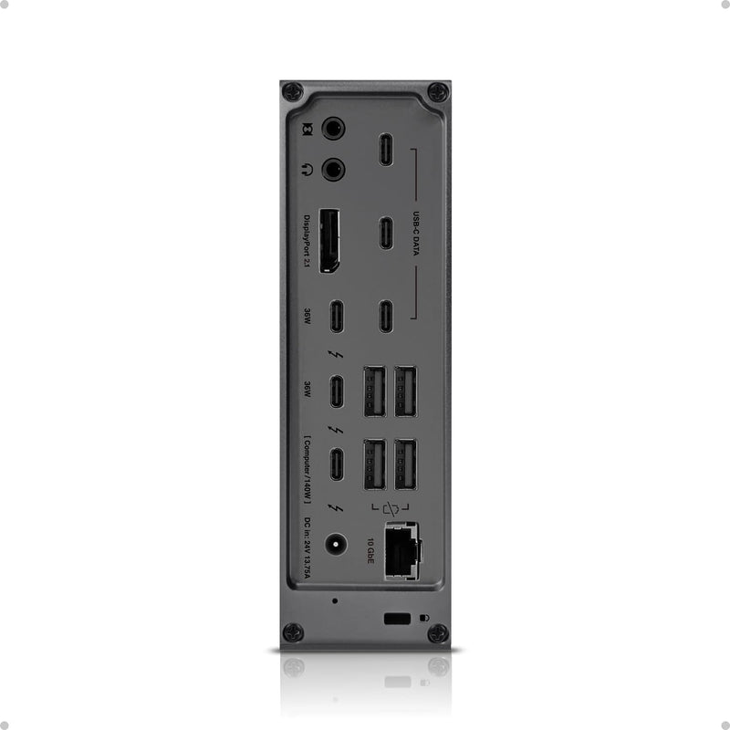 CalDigit TS5 Plus - 20 Portar Thunderbolt 5 Dockningsstation, 140W Laddning, 3X 80Gb/s Thunderbolt 5, 10x 10Gb/s USB Portar