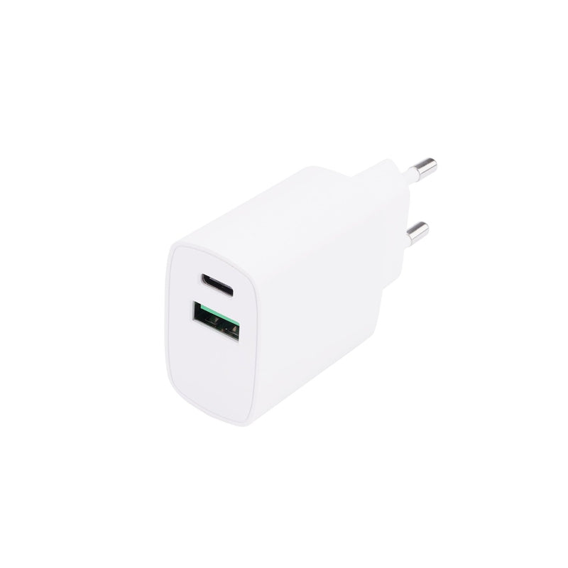 Dubbelportsladdare USB-A 18W USB-C 20W PD