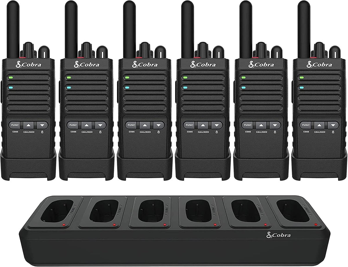 Cobra PX650 Professional Walkie Talkies 6-Pack Rechargeable PMR446 Corporate Radios Dustproof and Splash Proof (IP54)