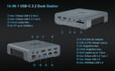 NÖRDIC 1 till 16 USB-C dockningstation trippla monitorer 2xHDMI 1xDP 4K60Hz 7xUSB 1xUSB-C PD65W 1xRJ45 1xAudio 1xSD 1xMicro SD Thunderbolt 3/4 USB4