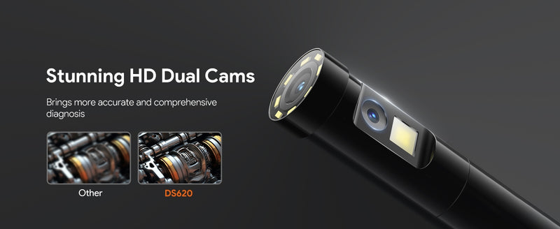 NÖRDIC Dual-Lens Endo-/Boreskop 1080P Digital Inspektionskamera, 5m kabel 7.9mm IP67 5" IPS Skärm