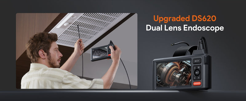 NÖRDIC Dual-Lens Endo-/Boreskop 1080P Digital Inspektionskamera, 5m kabel 7.9mm IP67 5" IPS Skärm
