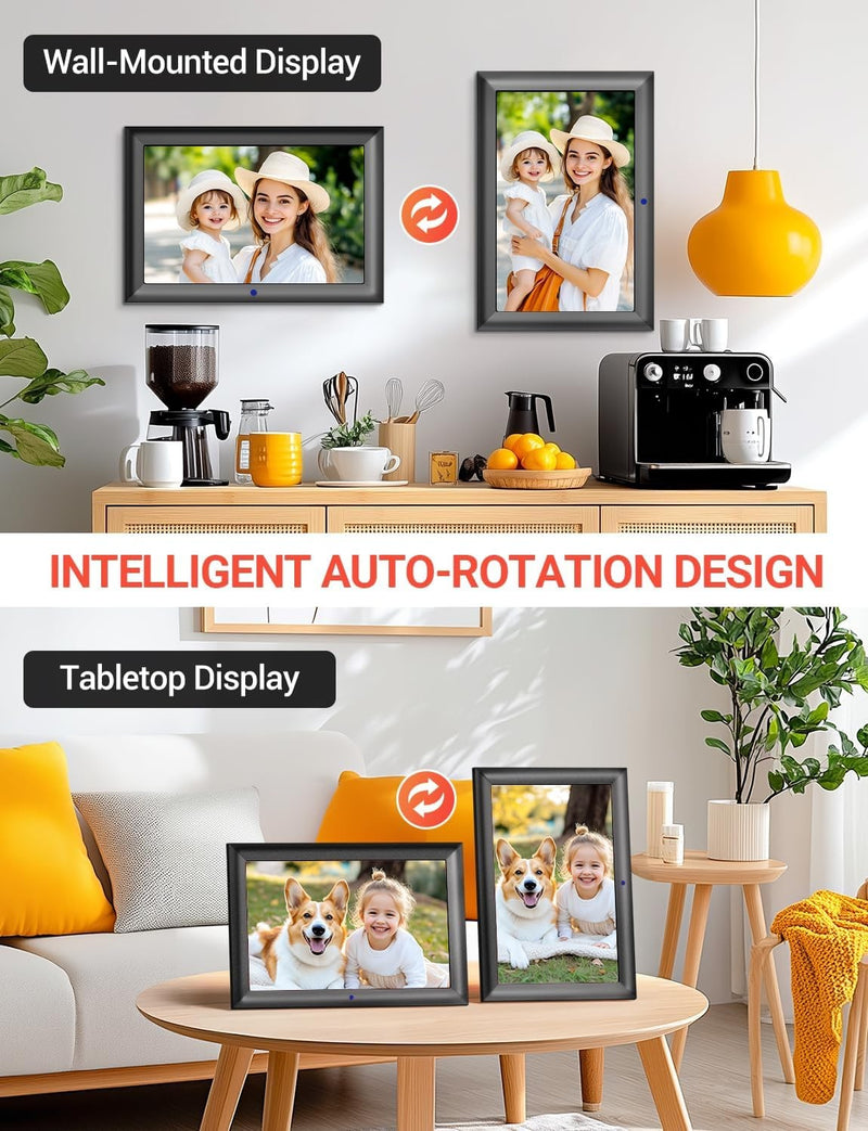 Digital Photo Frame 10.1 Inch Electronic Photo Frame 1280 x 800 IPS without WiFi with Remote Control Supports USB or SD Card