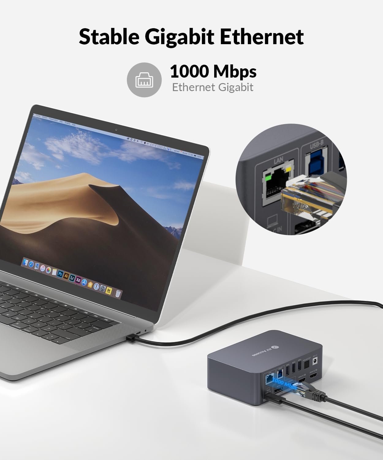 AV Access iDock C10 Dockningsstation och KVM-switch 2 till 2 USB-C & DP+HDMI till HDMI, 4K60Hz, 5x USB-A, 1x USB-C PD 60W, 3.5mm AUX, SD-kortplats och Toslink
