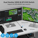 NÖRDIC KVM-switch 2 till 2 DisplayPort & HDMI, 8K60Hz/4K120Hz, 4x USB-A
