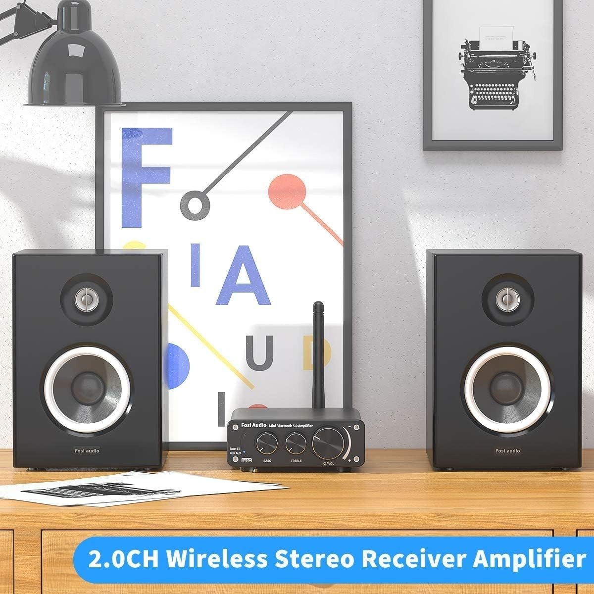 Fosi Audio BT10A Bluetooth 5.0 Stereo Audio Amplifier Receiver 2 Channel Class D Hi-Fi Integrated Amp för passiva hemhögtalare 50W x 2 TPA3116