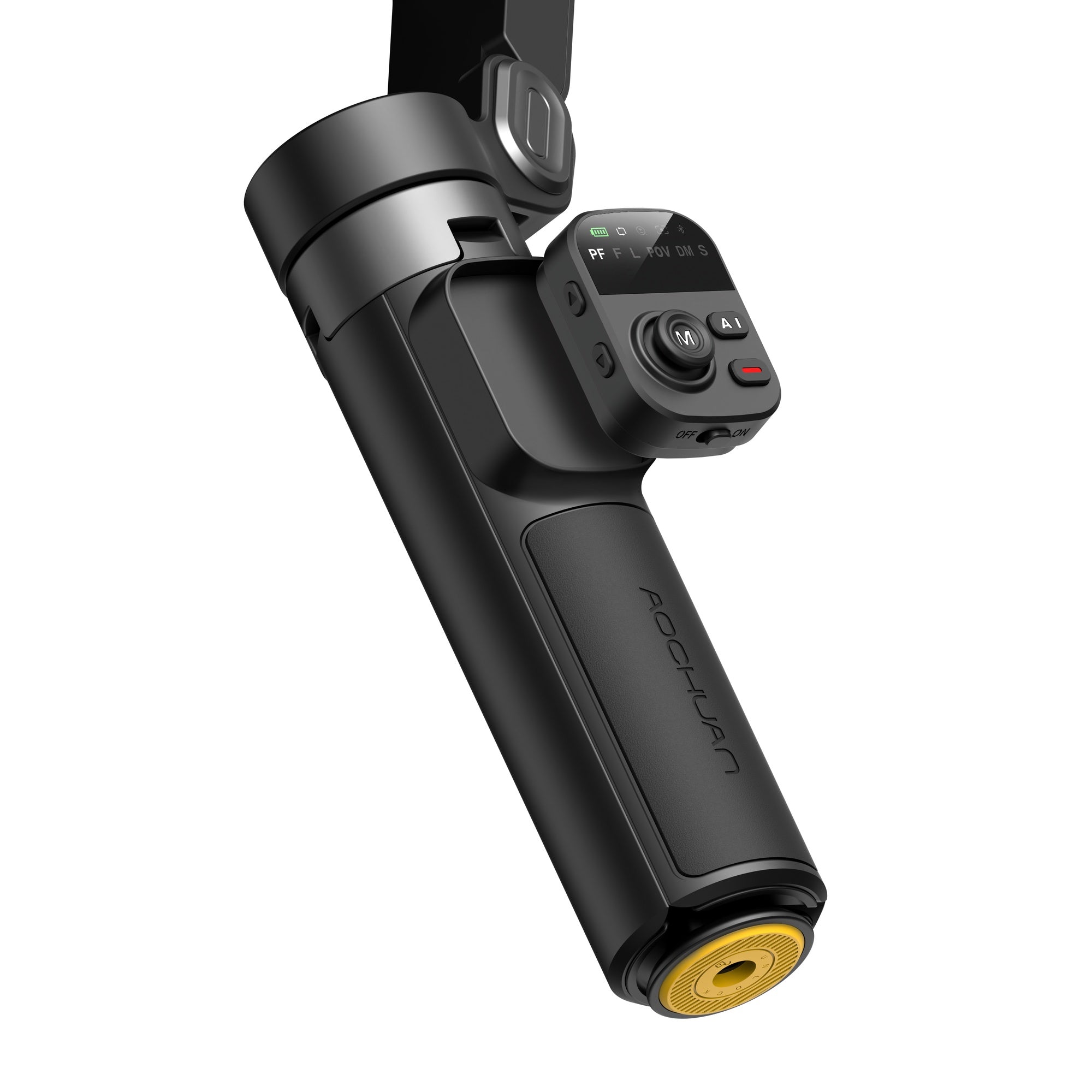 Handhållen 3-axlig anti-skak gimbal-stabilisator för iPhone AI-spårningsmodul med fyllnadsljus Geststyrning och ett-trycks stativfrigöring, Inbyggd förlängningsarm