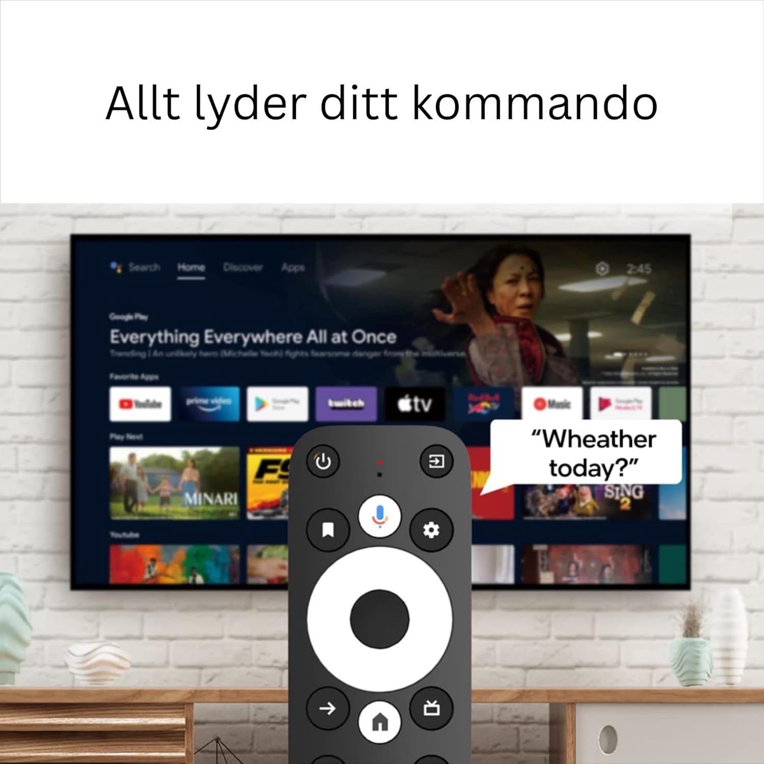 Google Certifierad TV-sticka 4K HDR Android TV 14 WiFi Play Store stöd för Netflix, YouTube, Disney+
