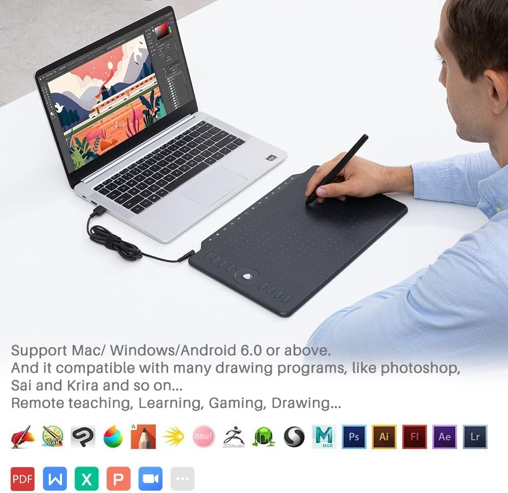 GAOMON Grafisk Ritplatta 12" med 8 Genvägs-knappar & 13 Multimedia-knappar