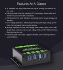 Industriell USB HUB för 2 datorer till 4 USB 3.2 portar, switchbar, monterbar, kompatibel med Windows Linux Mac