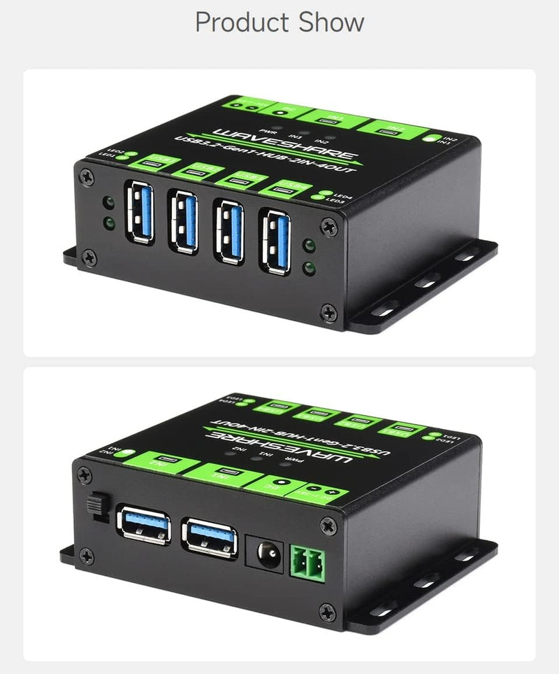 Industriell USB HUB för 2 datorer till 4 USB 3.2 portar, switchbar, monterbar, kompatibel med Windows Linux Mac