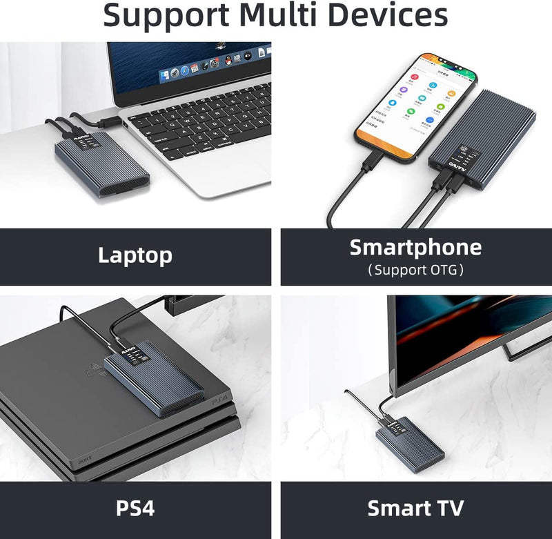 Maiwo extern kabinett för hårddiskkloning M.2 SATA SSD USB3.2 5Gbps 1:1