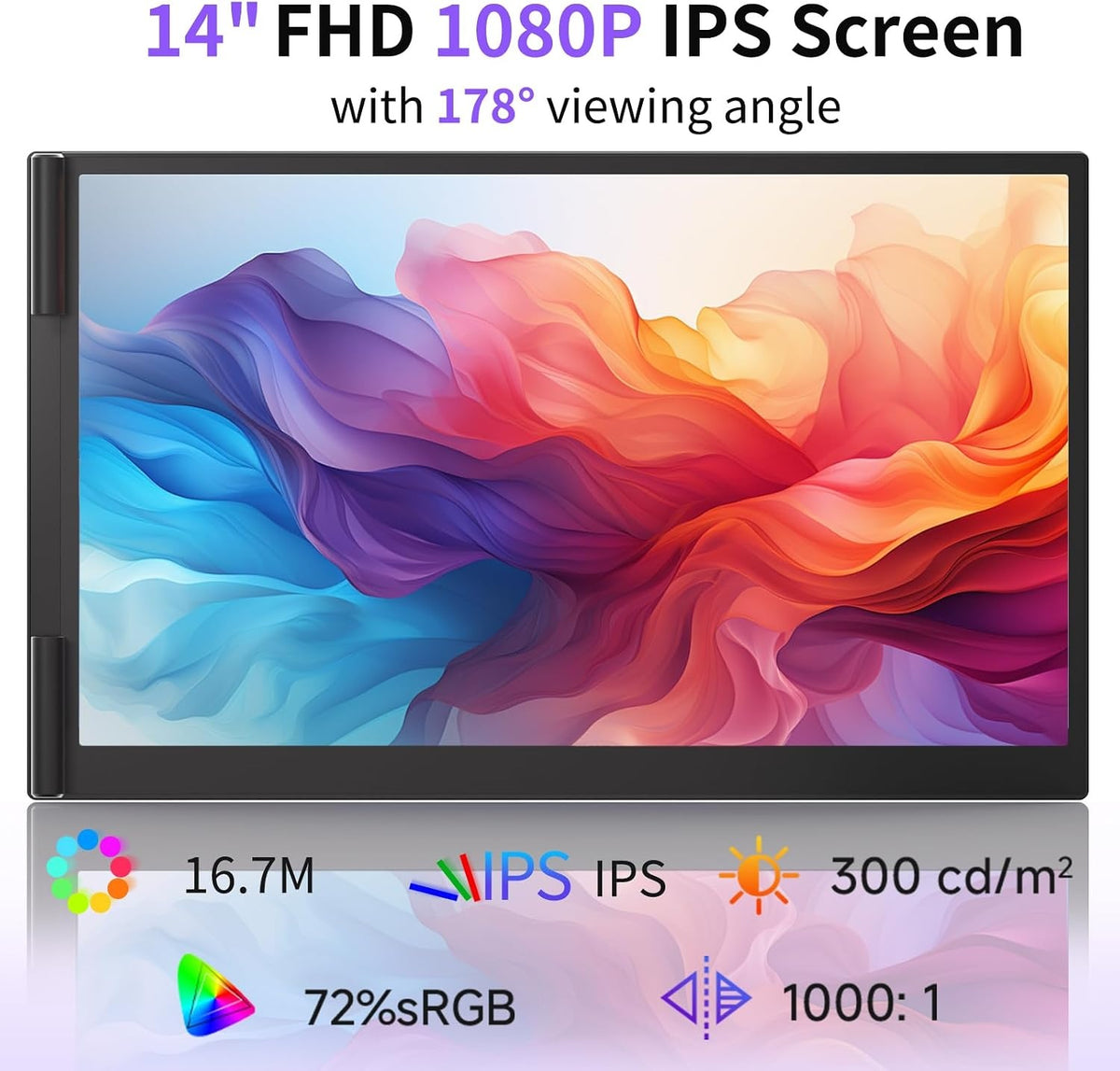 Laptop Screen Extender Ultra Thin Lightweight 14" FHD 1080P IPS Dual Screen