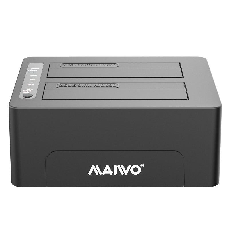 Maiwo K3082C USB C 3.1 GEN2 10Gbps Dockningsstation för 2st 2,5 3,5 SATA HDD SSD upp till 20TB med stöd för UASP, Stöd för SATAIII 6Gbps