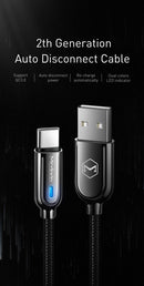 Mcdodo CA-6190 USB C till USB A kabel för synkning och snabb laddning, LED indikator, laddningen slutas automatisk när laddningen är klar, svart, 1m