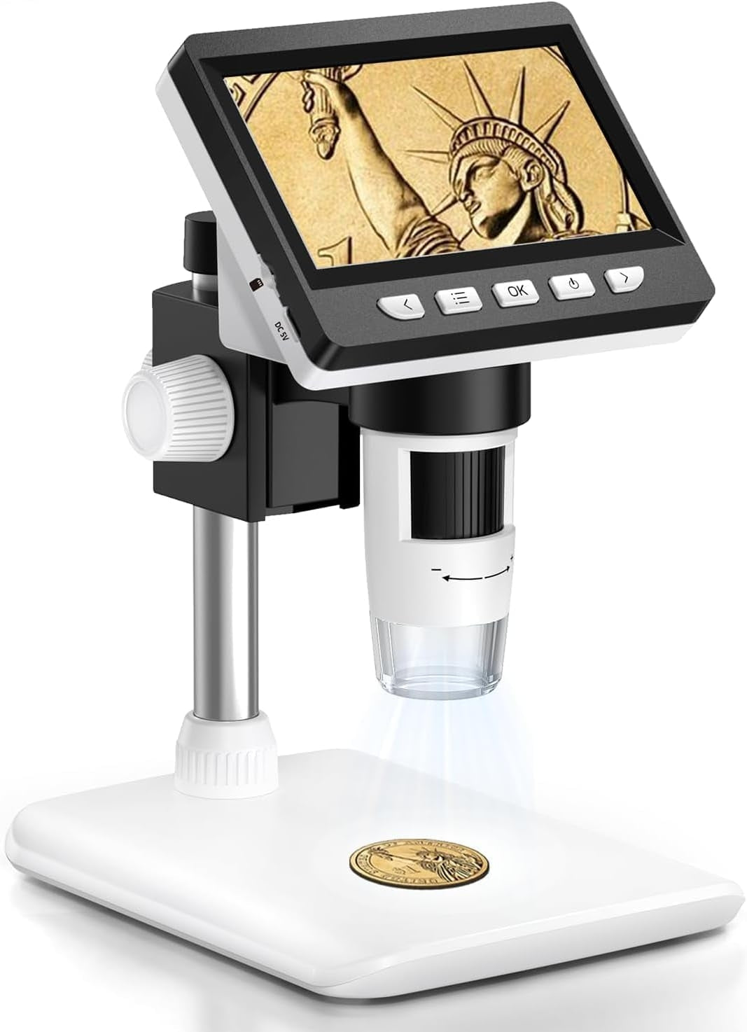 NÖRDIC LCD Digitalt Mikroskop 50X–500X, 4.3-tums 1080P USB-mikroskop med 8 justerbara LED-lampor och PC-visning