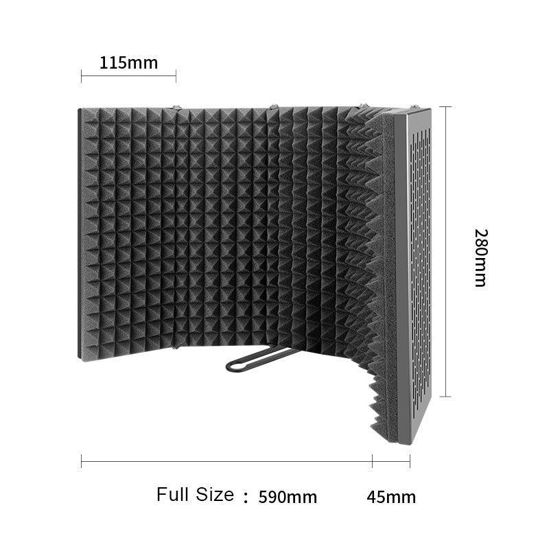 Mikrofonskärm med 2 lagers 5-vägg akustikfilter vikbar 59x28x4cm akustikskärm ljuddämpare för mikrofoner reflection filter