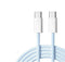 NÖRDIC 0,5m USB 2.0 USB-C till C kabel för iPhone 15/15 Pro/15 Plus/15 Pro Max 2,4A 480Mbps 60W blå