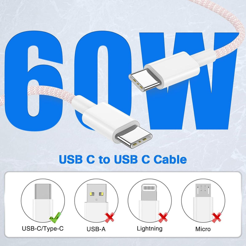 NÖRDIC 0,5m USB 2.0 USB-C till C kabel för iPhone 15/15 Pro/15 Plus/15 Pro Max 2,4A 480Mbps 60W vit