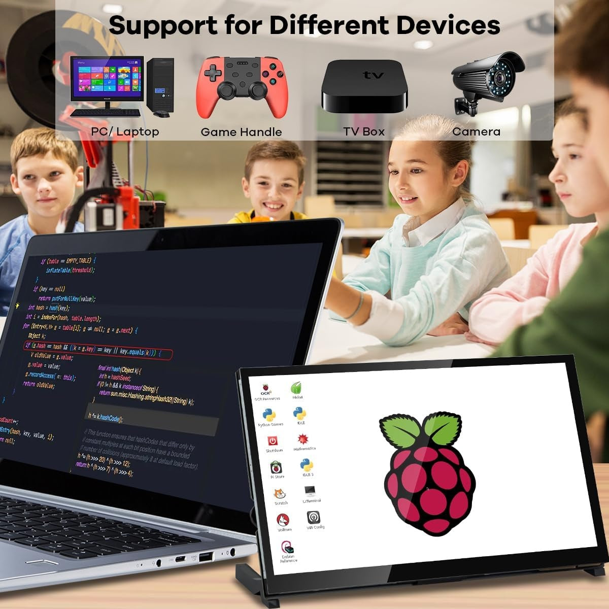 NÖRDIC 10,1" Pekskärm, 1024x600 IPS LCD-panel med kapacitiv touch, HDMI-skärm för Raspberry Pi