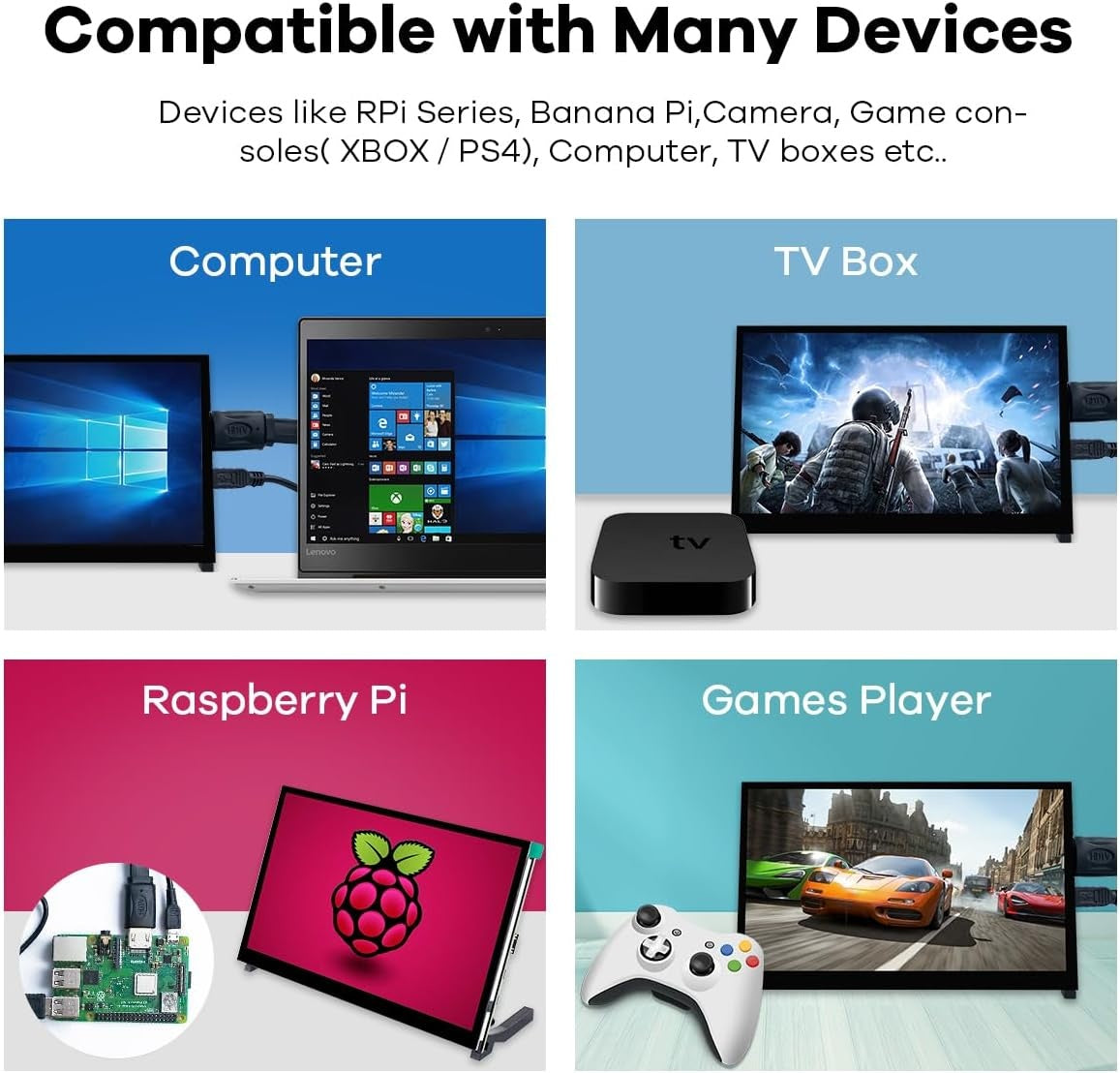 NÖRDIC 10,1" Pekskärm, 1024x600 IPS LCD-panel med kapacitiv touch, HDMI-skärm för Raspberry Pi