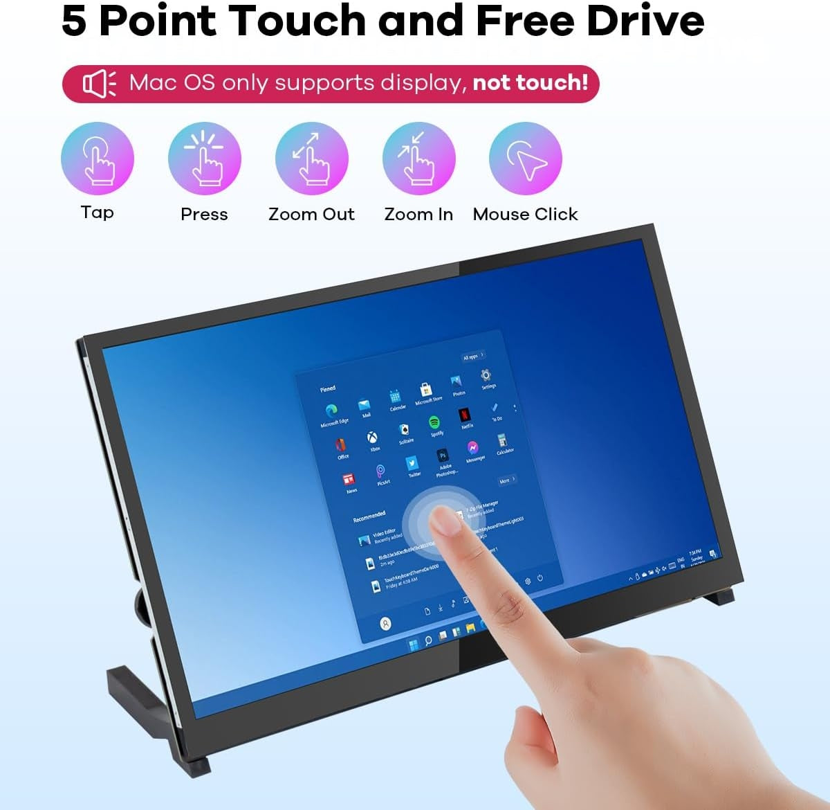 NÖRDIC 10,1" Pekskärm, 1024x600 IPS LCD-panel med kapacitiv touch, HDMI-skärm för Raspberry Pi