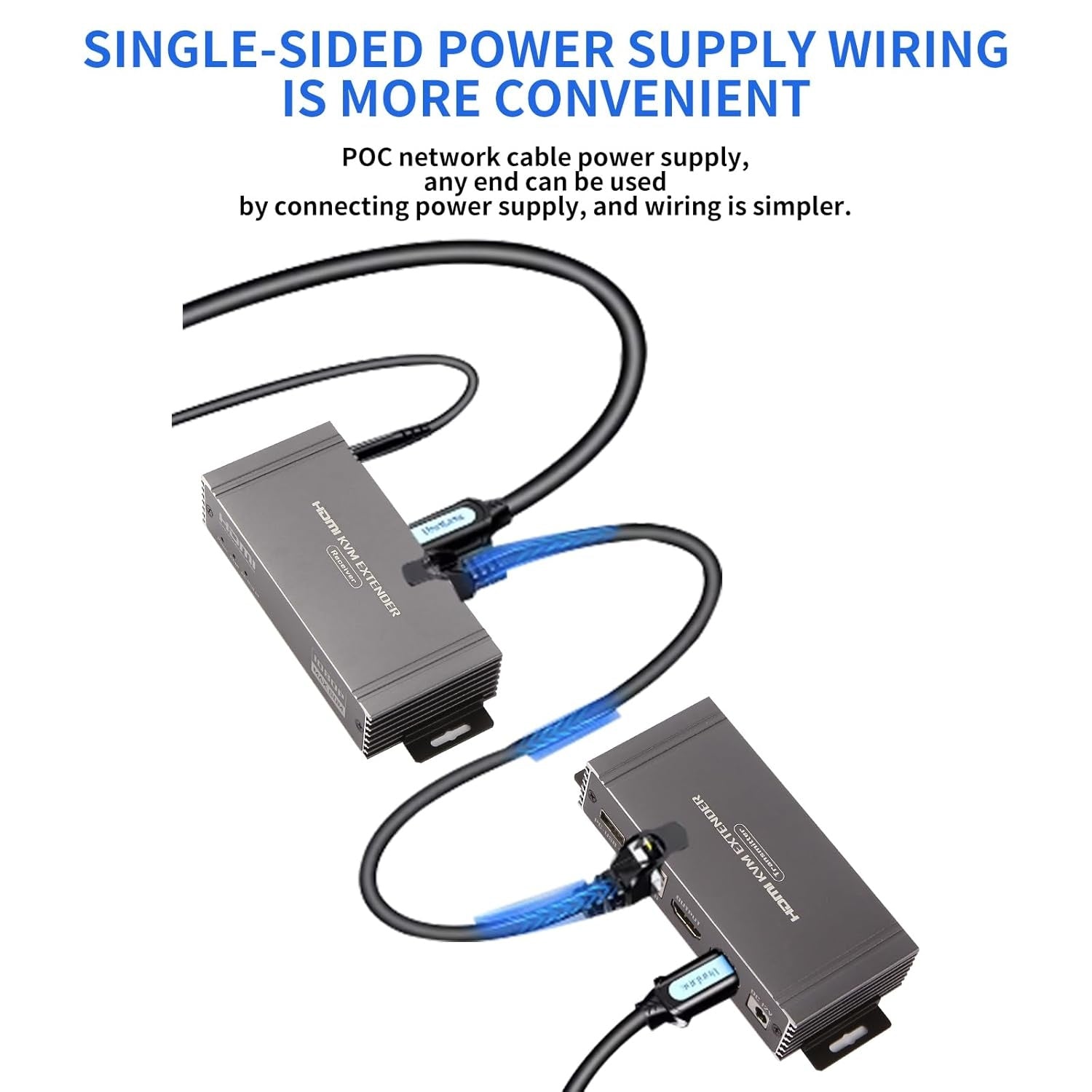 NÖRDIC 1080P 60Hz 65M HDMI KVM Extender USB över Cat5e/Cat6, POC med loop-stöd, USB för tangentbord och mus till PC/dator