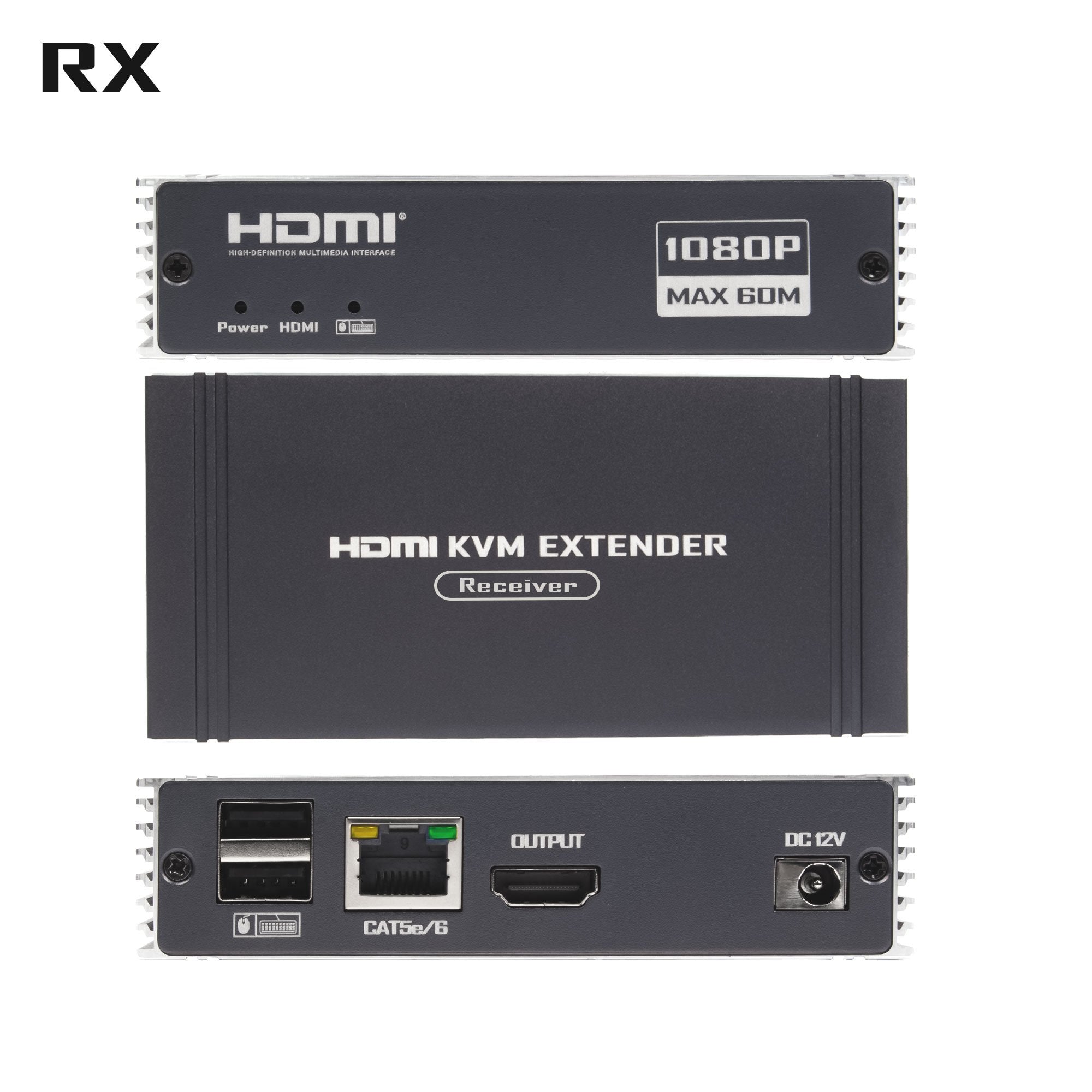 NÖRDIC 1080P 60Hz 65M HDMI KVM Extender USB över Cat5e/Cat6, POC med loop-stöd, USB för tangentbord och mus till PC/dator