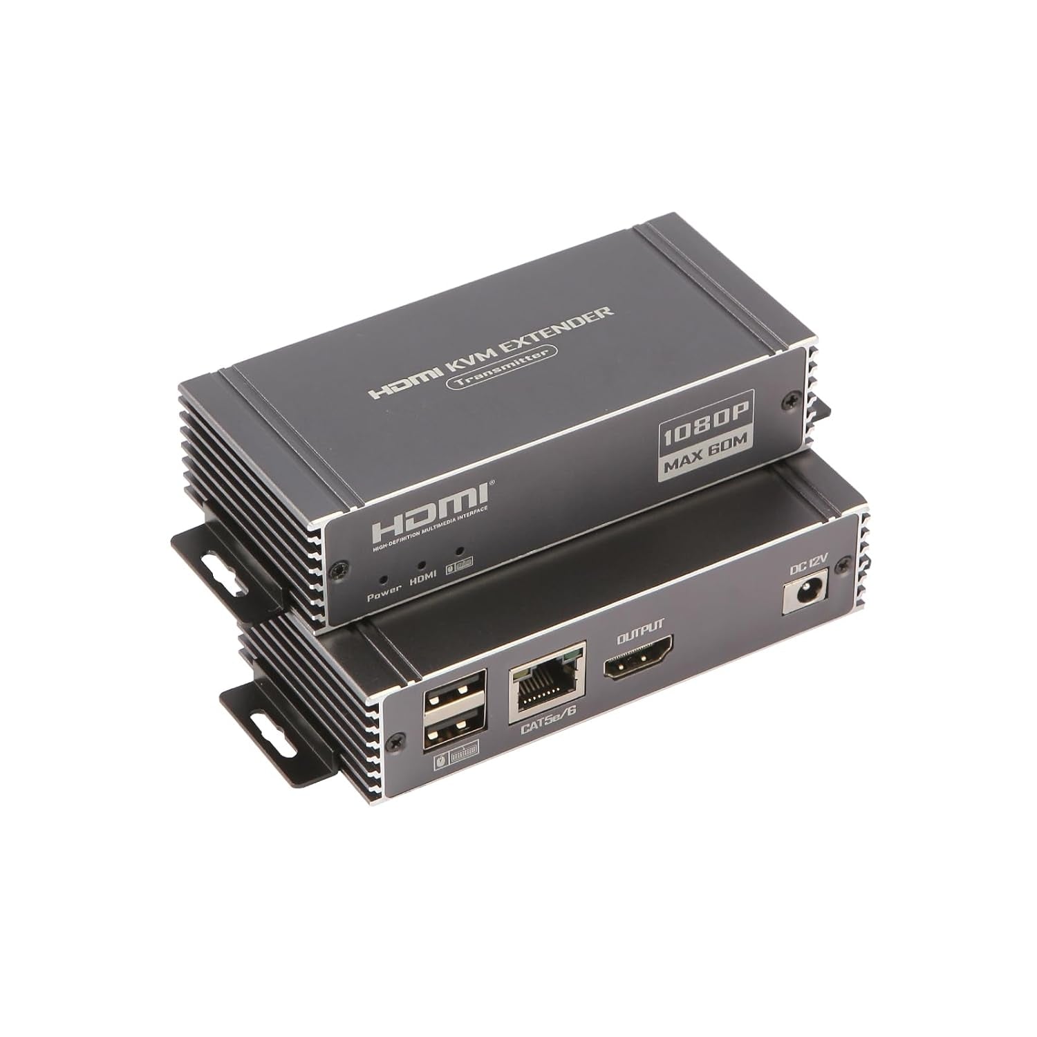 NÖRDIC 1080P 60Hz 65M HDMI KVM Extender USB över Cat5e/Cat6, POC med loop-stöd, USB för tangentbord och mus till PC/dator
