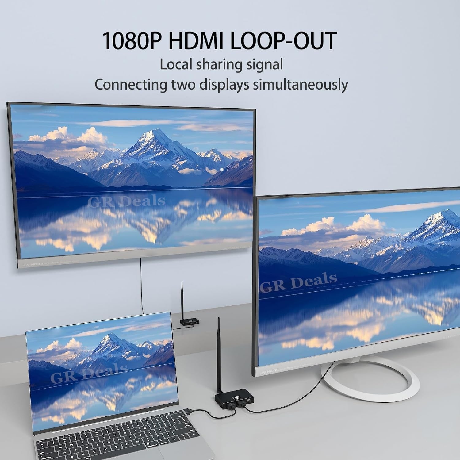 NÖRDIC 1080P Full HD HDMI Trådlös 180m Förlängare TX till RX Loop Out WiFi 5.8G