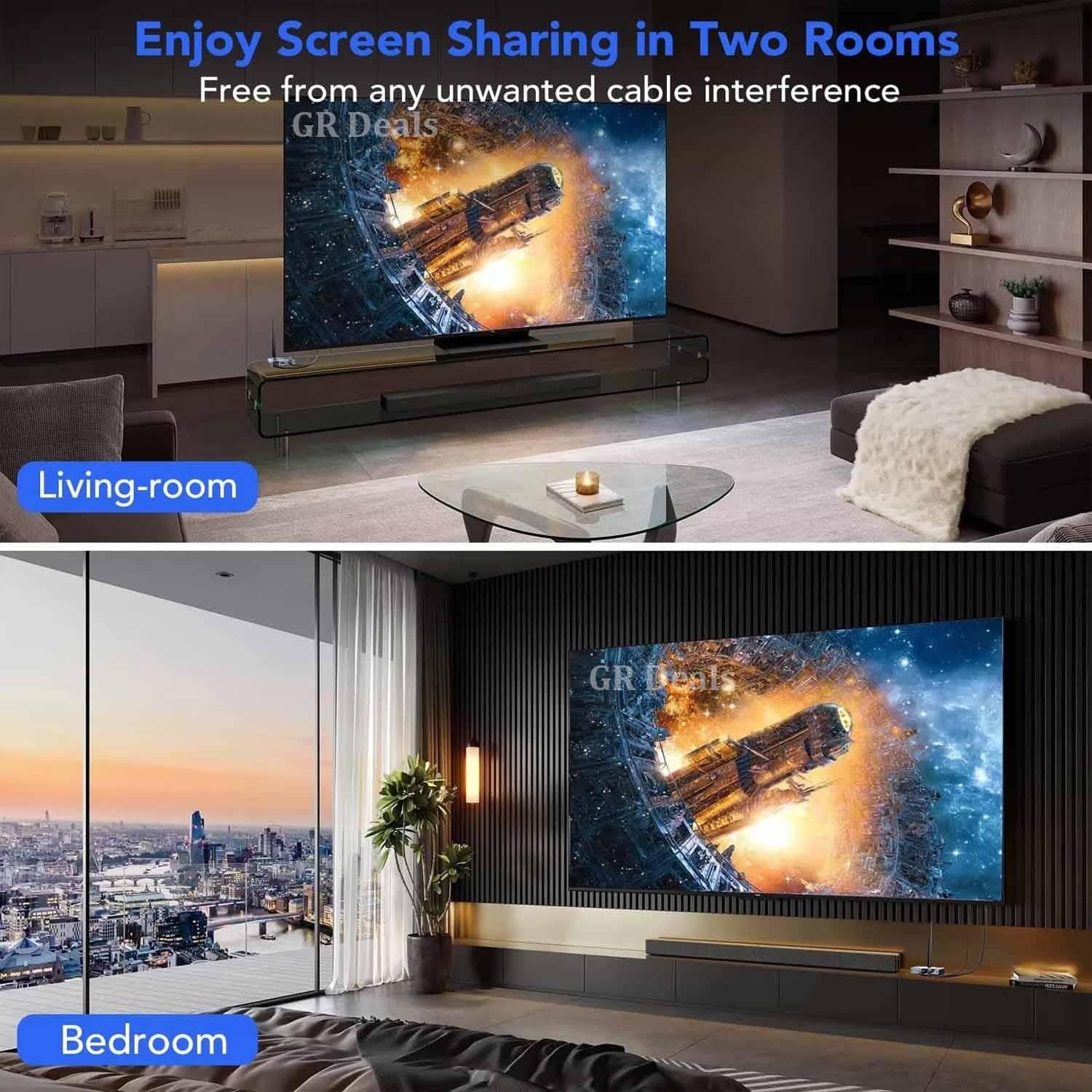 NÖRDIC 1080P Full HD HDMI Trådlös 180m Förlängare TX till RX Loop Out WiFi 5.8G