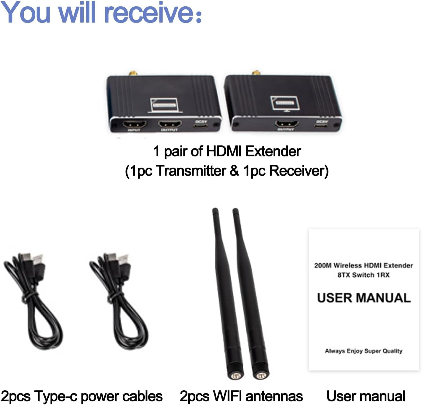NÖRDIC 1080P Full HD HDMI Trådlös 180m Förlängare TX till RX Loop Out WiFi 5.8G
