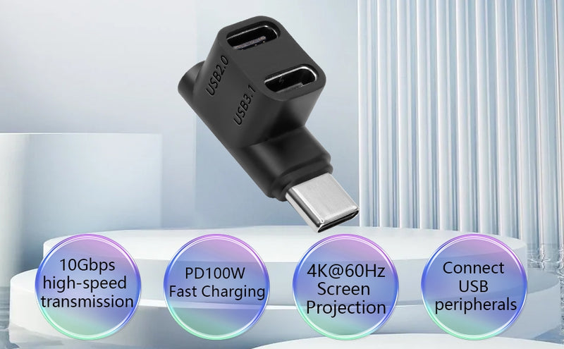 NÖRDIC USB-C 3.0 Hane till Hona Adapter för Data och Laddning 10Gbps